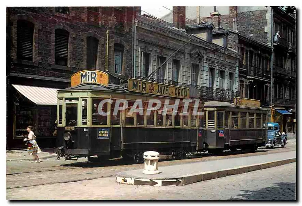 Tramway de Saint-Étienne — Motrice CFVE R1 et remorque S12 à Bizillon — Amis du Rail du Forez - Recto