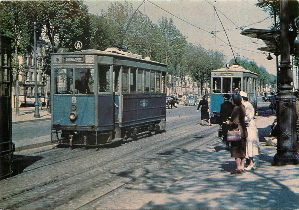 Tramwegen van Versailles - avenue de Saint-Cloud in 1950 — motrice N° 8 — uitgave F.A.C.S. - 75006 Parijs - Voorkant