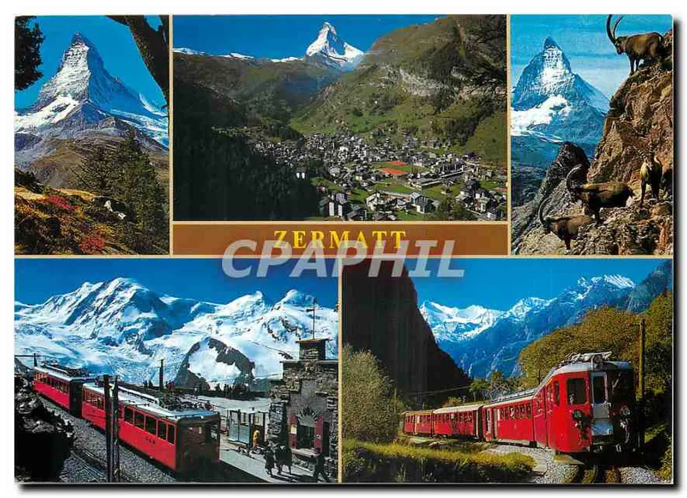 ज़र्माट — पैनोरमा और ट्रेन — प्रकाशक क्लोप्फेनस्टेन, संख्या 58 - आगे