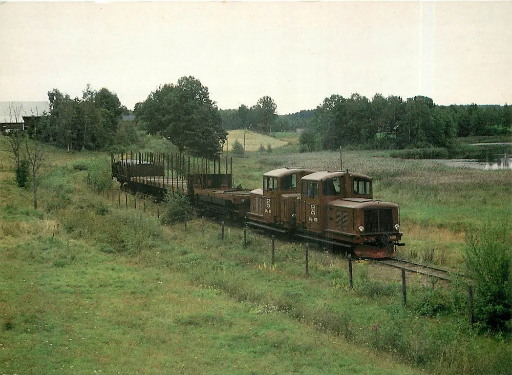 Ljusfallshammar — locomotivas Z4p 408 e 403 na linha Finspång — Hjortkvarn — última via estreita dos ferrovias suecas — editor: Svensk Tillverkning - Frente