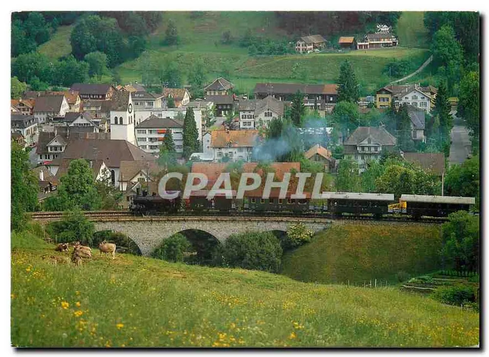 Bauma ZH im Tösstal — con trenes a vapor Bauma-Hinwil — editor E. Baumann, Winterthur - Anverso