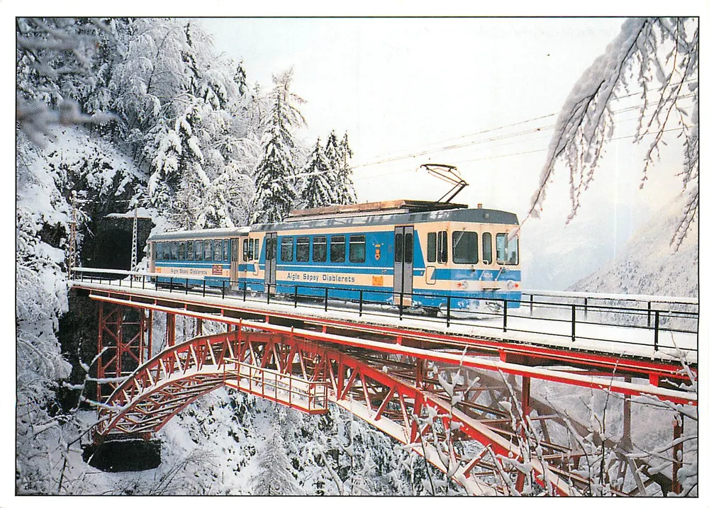 Ferrocarril Aigle-Sépey-Diablerets — puente del Vanel — editor Gérald Hadorn, n° 66/22532 - Anverso