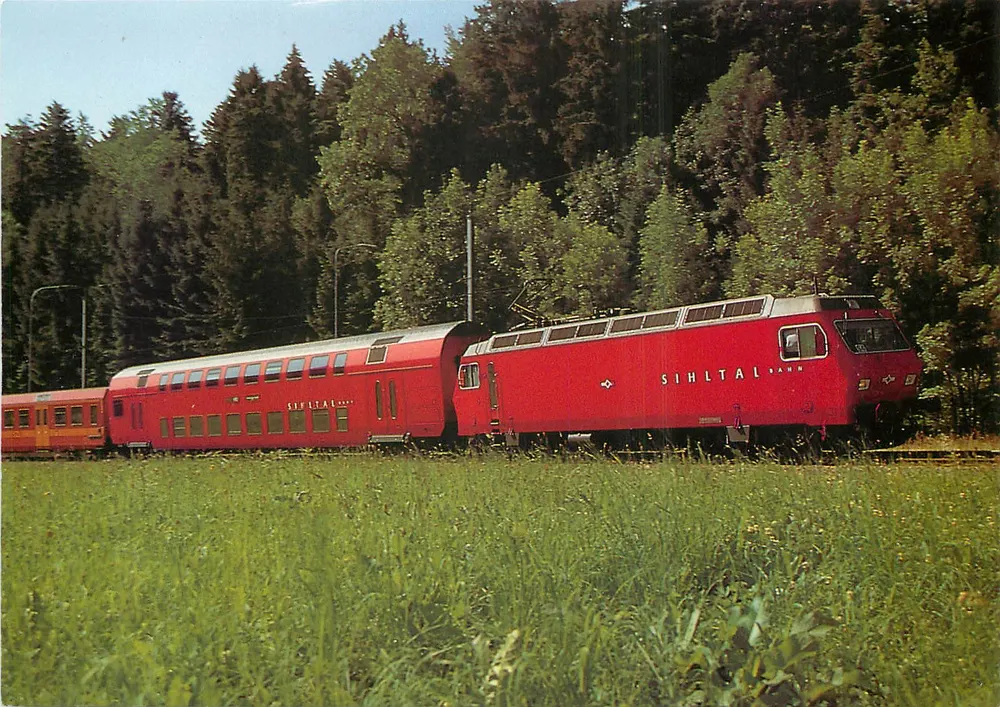 Train de la Sihltalbahn — Pendelzug SZU avec locomotive Re 4/4 Nr. 42 — Rud. Suter AG - Recto