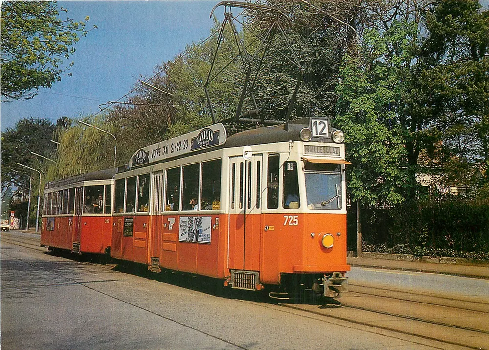Tramway à Mollens-Lac — Motrice 725 et remorque 315 — Éditeur JAEGER, n° JPC 36 - Recto