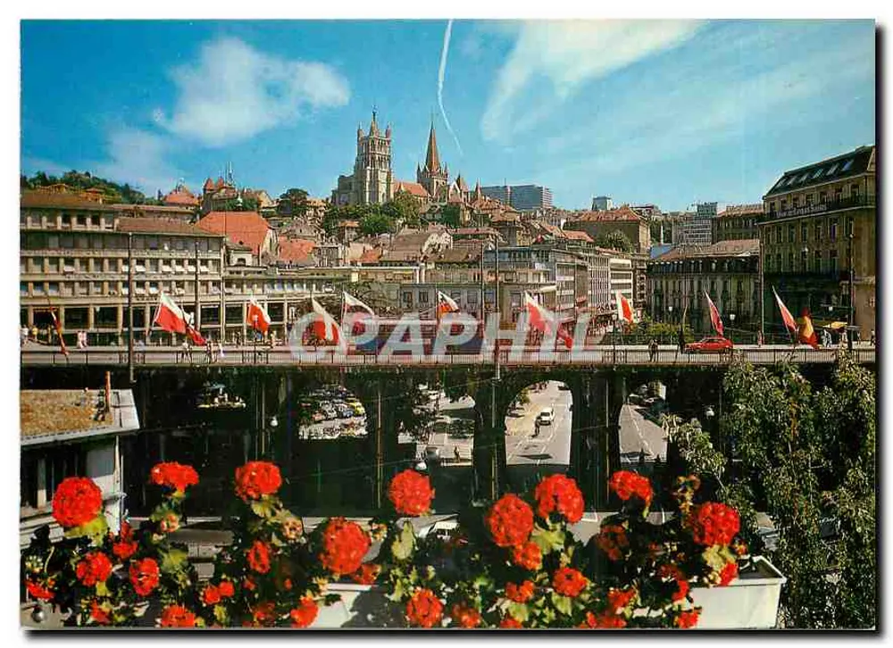 Losanna — Il Grand Pont e la Cattedrale — Edizioni Jaeger - Recto