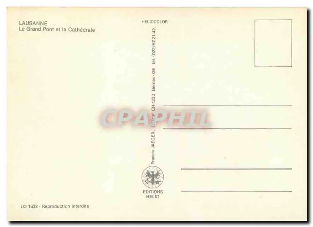 Losanna — Il Grand Pont e la Cattedrale — Edizioni Jaeger - Verso
