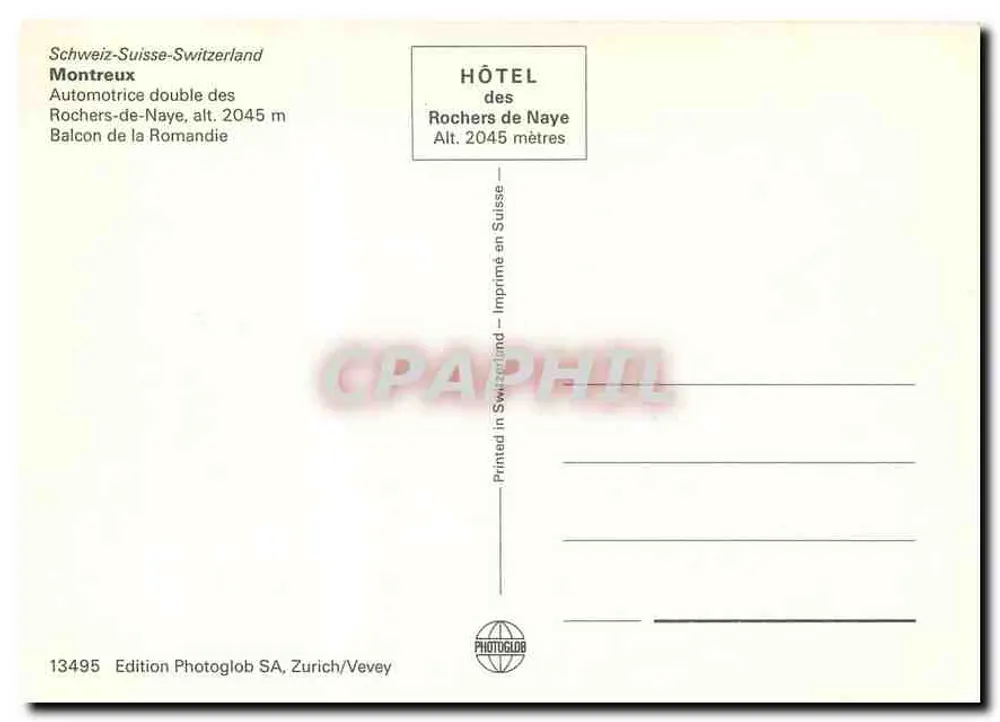 Doppeltriebwagen der Rochers-de-Naye — Glion - Caux — Edition Photoglob SA, Zürich/Vevey - Rückseite