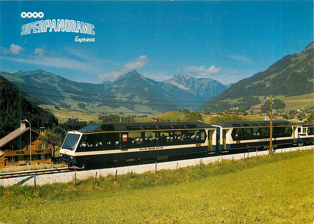 Trein SUPERPANORAMIC Express — Spoorlijn Montreux–Bernese Oberland — Uitgave Photoglob SA, Zürich/Vevey, n°13339 - Voorkant