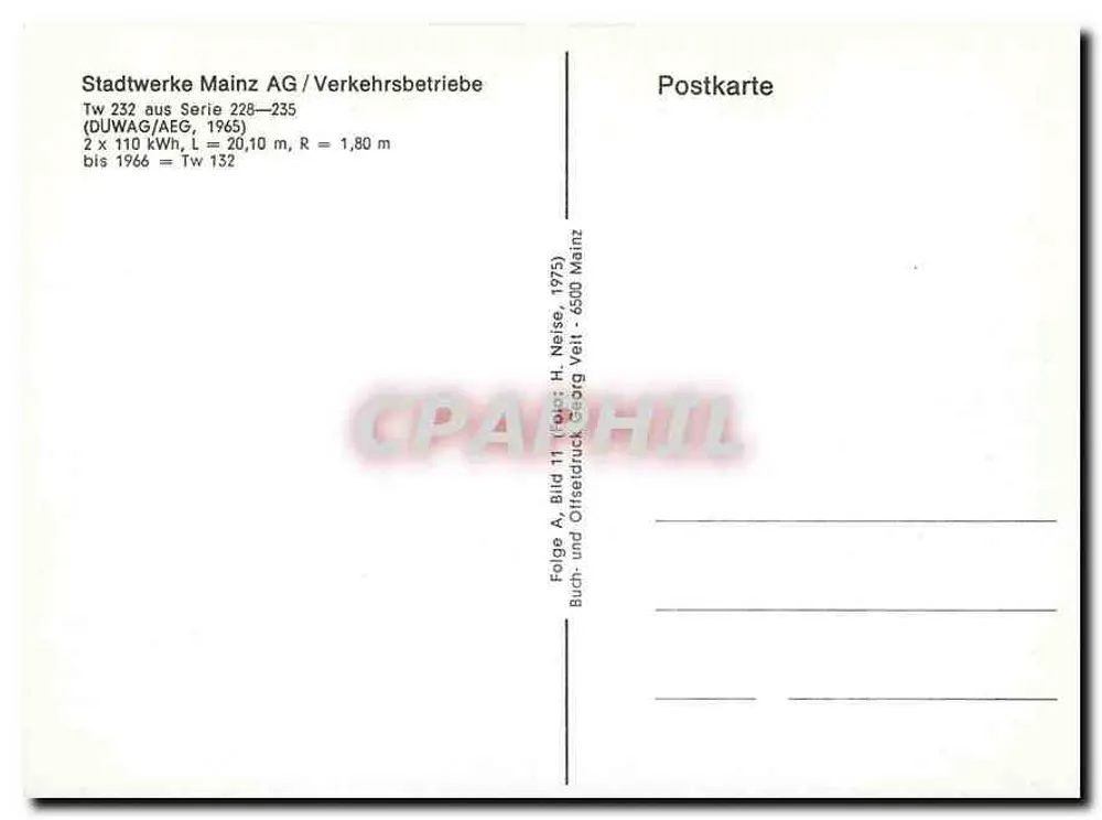 Tramway Tw 232 — Möbel Franz — Mainz — Stadwerke Mainz AG - Verso