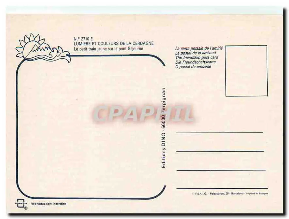 Brug van de Cerdagna - Geel trein doorgaand — Editions DINO Perpignan, n° 2710 E - Achterkant