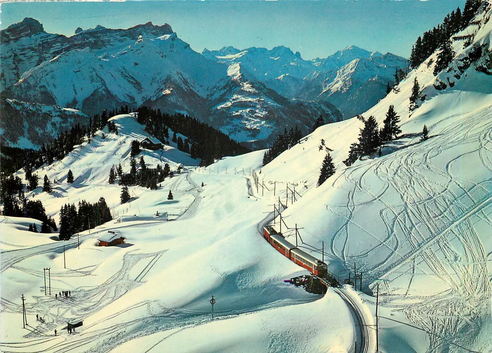 Col-de-Bretaye sobre Villars-Chesières — (Alpes vaudoises, alt. 1850 m) — Edição Photoglob SA, Zurique/Vevey, n° 9490 - Frente