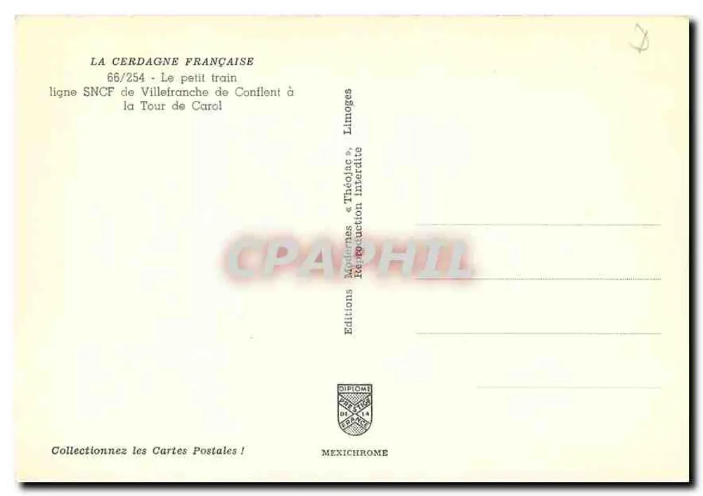 La Cerdagne Française — Le petit train — Éditions Diplomate de Mexichrome - Verso