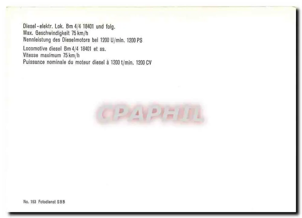 डीज़ल लोकोमोटिव SBB — Bm 4/4 18401 — Fotodienst SBB, संख्या 163 - पीछे