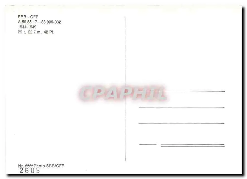 Trem SBB-CFF — vagão de passageiros — SBB-CFF - Verso