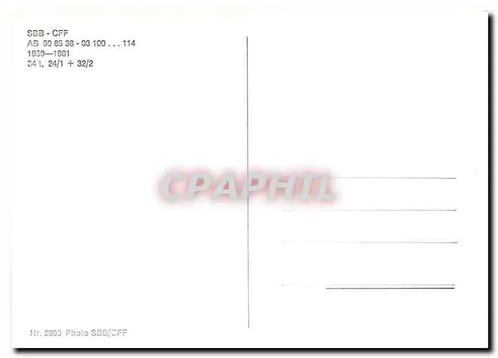 Trem de passageiros SBB-CFF — vagão 588 — editor SBB/CFF, n° 2900 - Verso