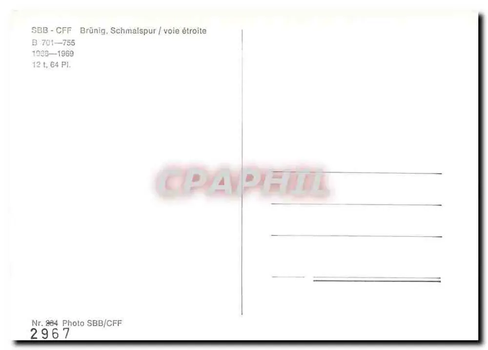 Tren SBB/FFS — Brünig, vía estrecha — SBB/CFF - Reverso