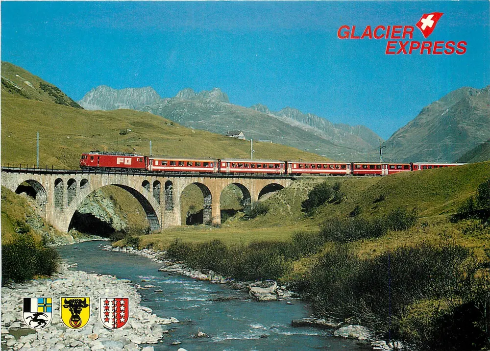 Glacier Express — Pont en arc au-dessus d'un cours d'eau — Rud. Suter AG, Zürich - Recto