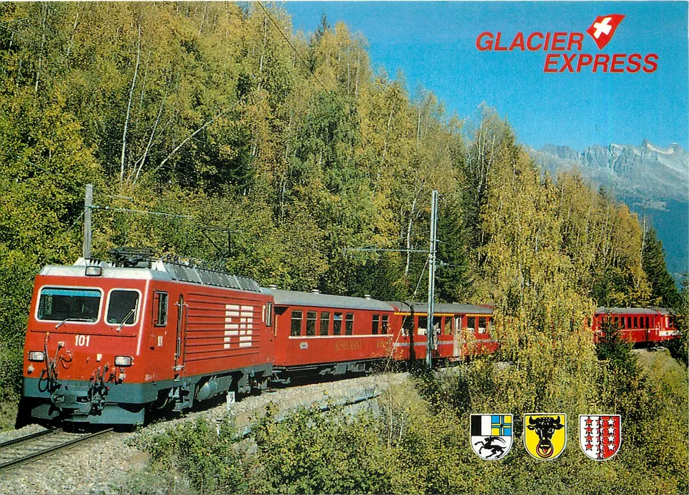 Glacier Express — Roter Zug in Herbstwald — Nr. 267 - Vorderseite