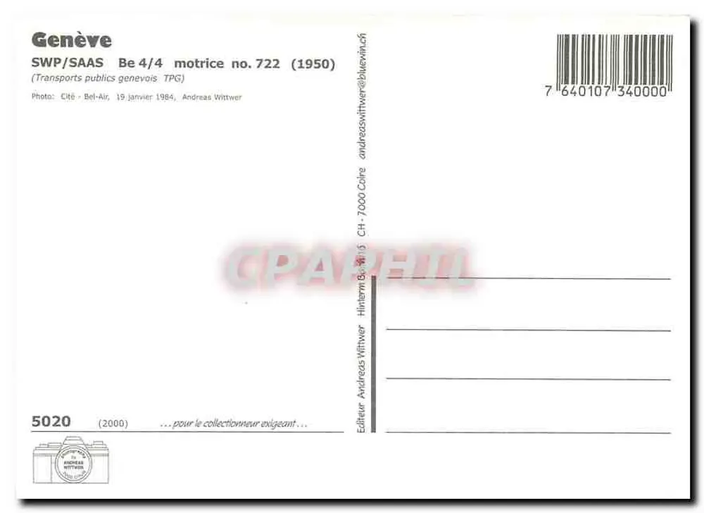 जिनेवा - बी 4/4 नंबर 722 बर्फीला - SWP/SAAS - पीछे