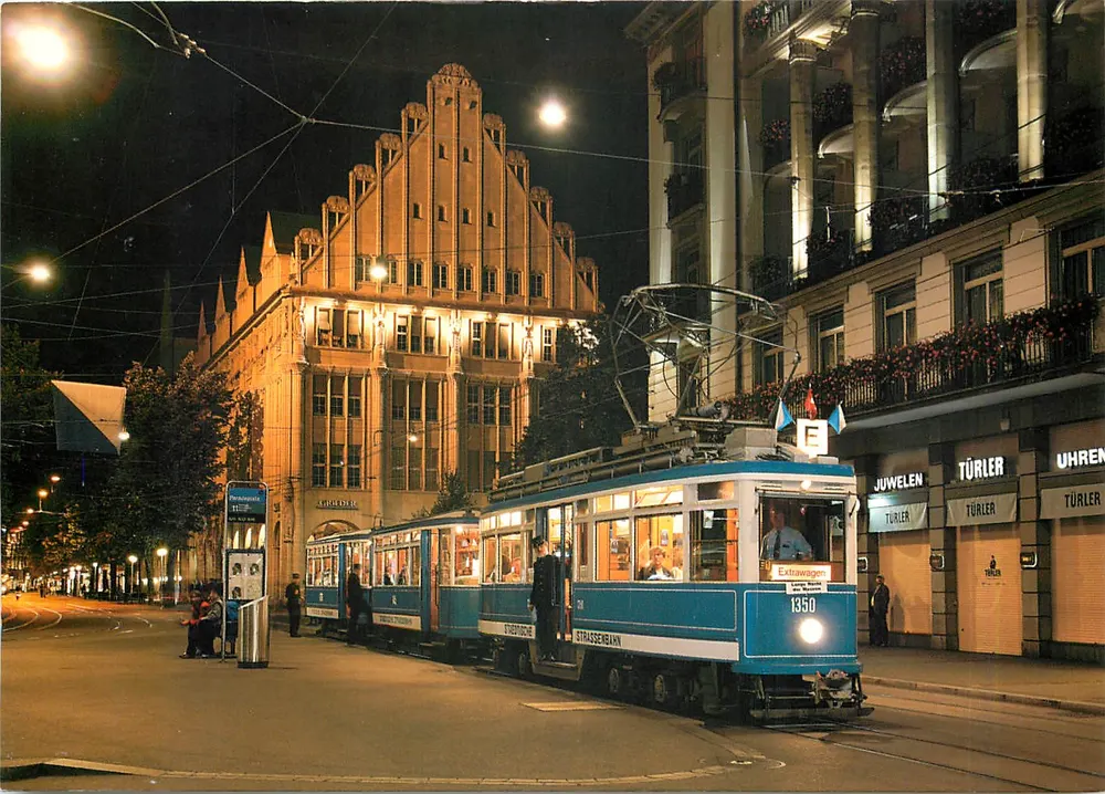 Zürich - Tramway Ce 4/4 1350 op de station Paradeplatz — uitgave Verlag Andreas Wittwer, nr. 5043 - Voorkant