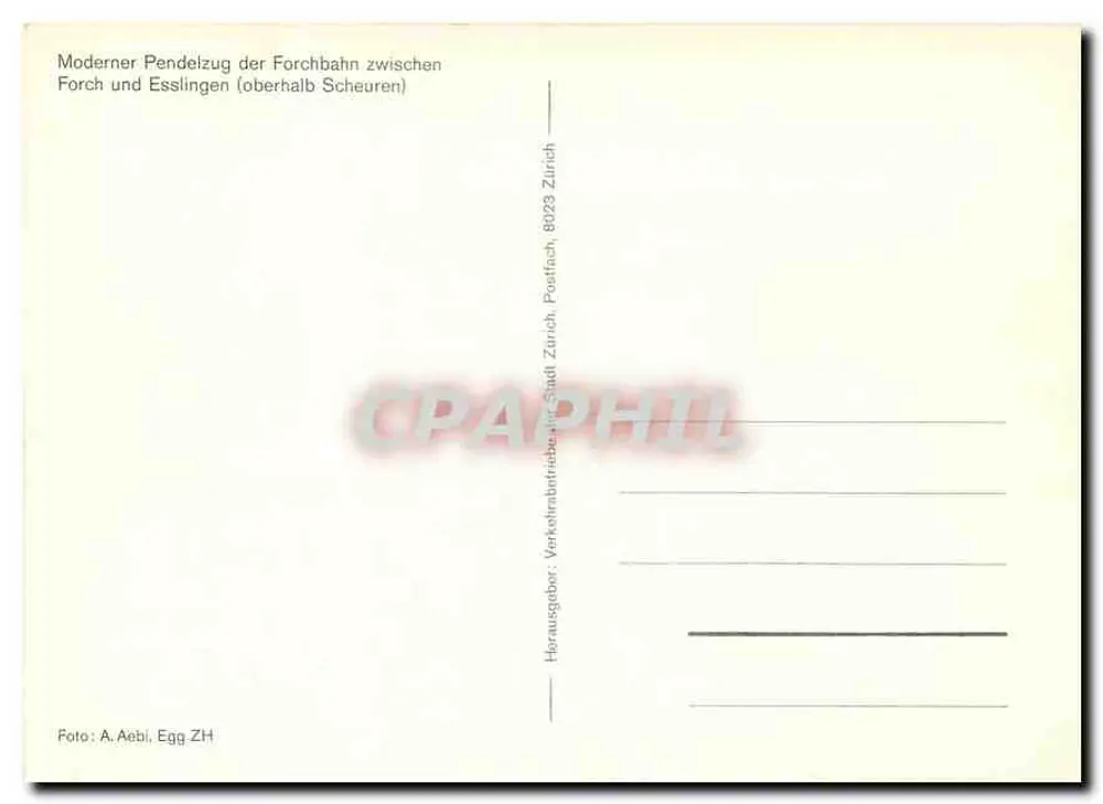 Pendelzug Forchbahn — Forch und Esslingen (über Scheuren) — A. Aebl, Egg ZH - Back