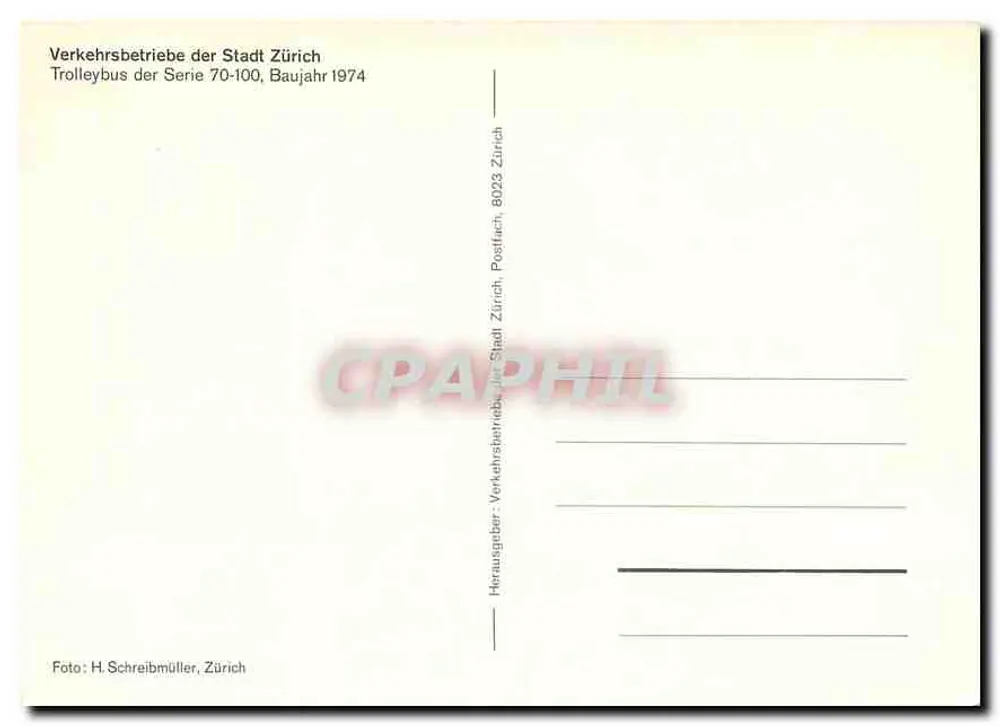 Tram der Serie 70-100 — Zürich — Verkehrs betriebe der Stadt Zürich - Rückseite