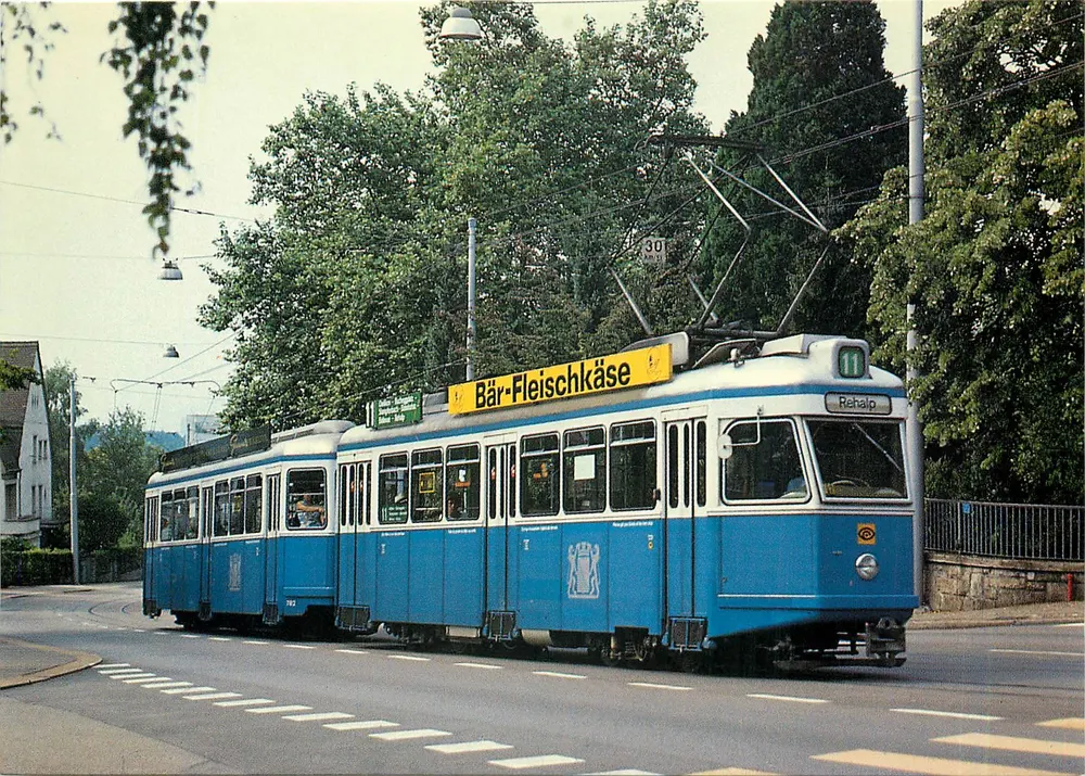 Tramway de Zurich — publicité Bär-Fleischkäse — Verkehrsbetriebe Zürich, série 1416-1430 - Recto