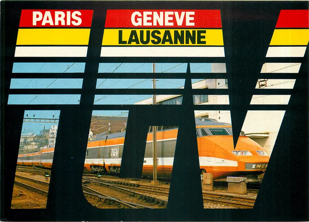 Paris - Genève Lausanne — TGV — Éditeur Jaeger, n° JPC 28 - Recto