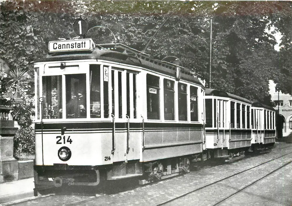 Tramway à Cannstatt — SSB, année 1928 — éditeur Stuttgarter Straßenbahnen AG - Recto