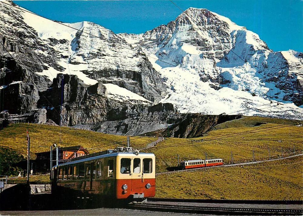 Jungfraubahn — Kl. Scheidegg, 2061 m — z Mönch na 4099 m — wydawca Otto Süssli, Thalwil-Zürich - Awers