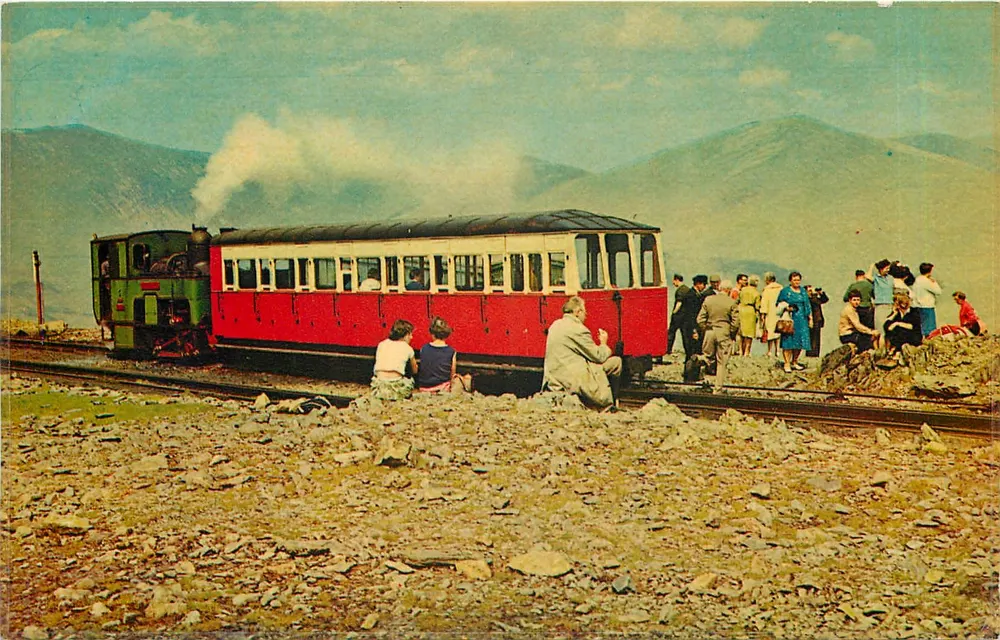 Le Chemin de fer des monts Snowdon — Gare d'Halway — British Manufacture H B - Recto