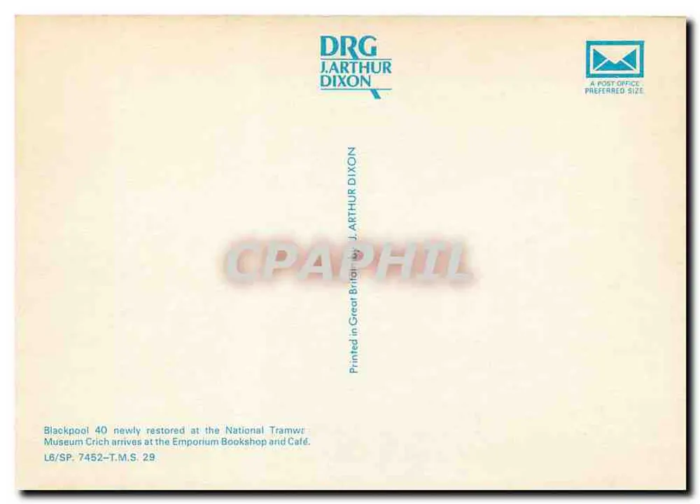 블랙풀 — 국립트램웨이박물관에서 정차한 40번 트램 — J. Arthur Dixon - 뒷면