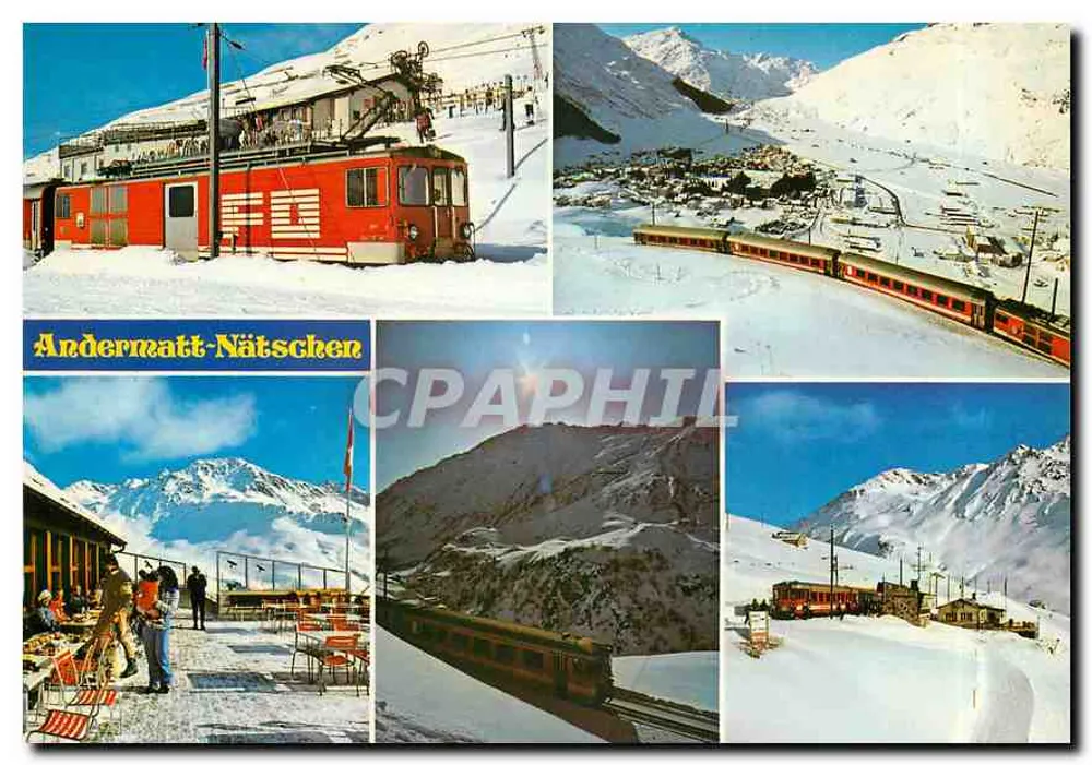 Andermatt-Nätschen — vista panorâmica das estações de esqui e do trem — Rudolf Suter AG, N° 2900 - Frente