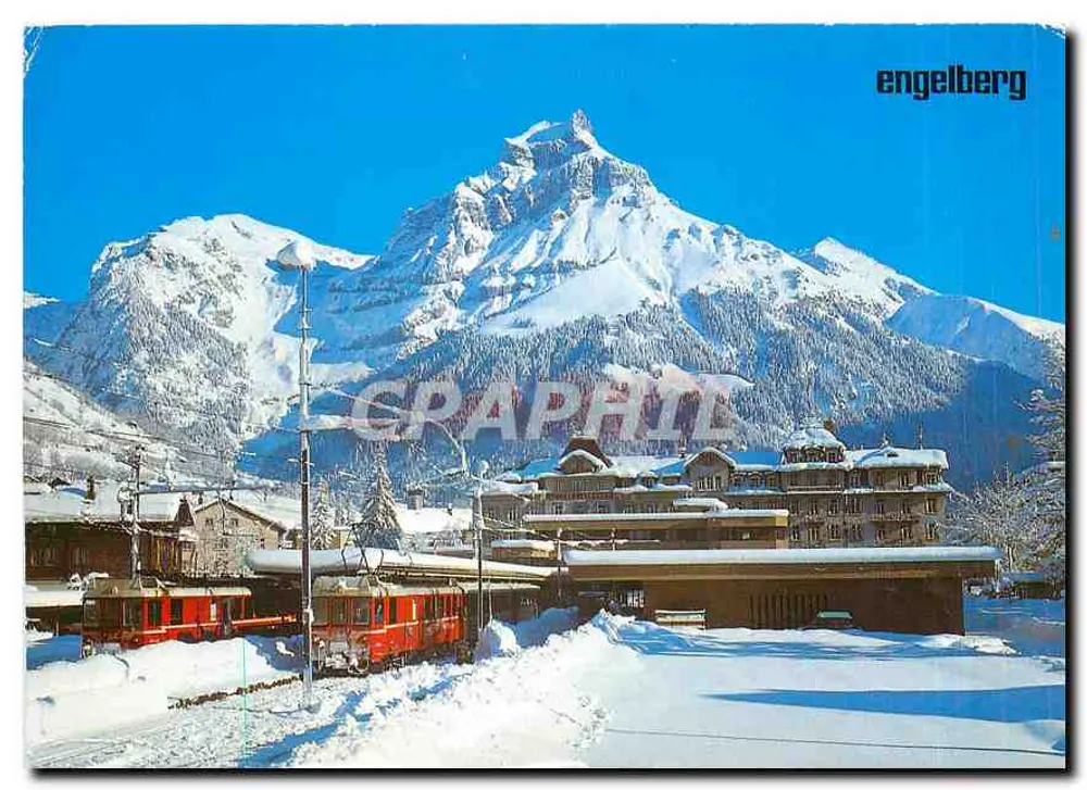 Engelberg — vue du train et du mont Hahnen — Graphphil - Recto