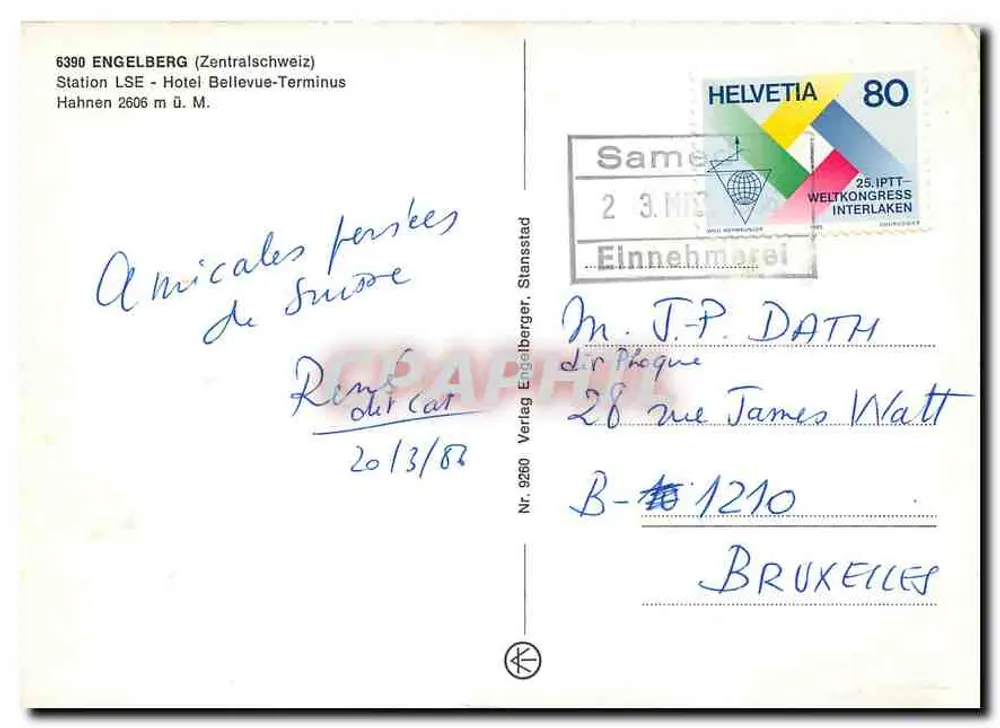 Engelberg — vue du train et du mont Hahnen — Graphphil - Verso