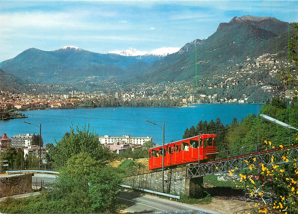 Lugano — Teleférico Monte San Salvatore 914 m s.m. — Edición Karl Stansberger, n° 9635 - Anverso