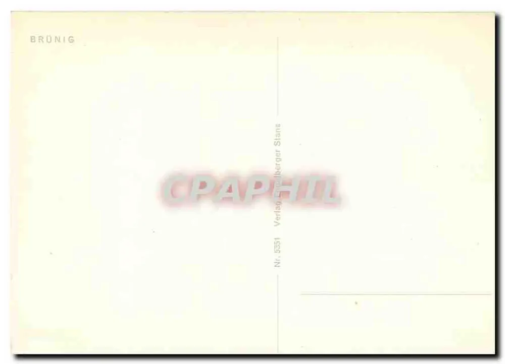 Brünig — vista panorâmica com estrada, trem e chalés — Verlag Stans - Verso