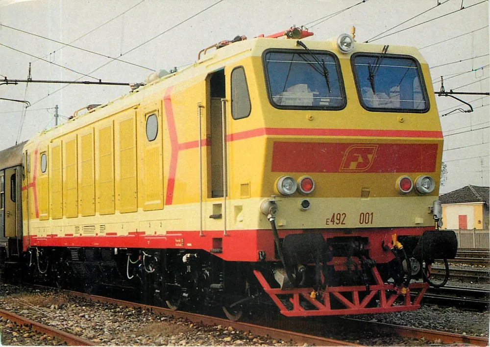 Locomotive électrique E.492.001 — Savigliano, 6 octobre 1986 — ETR - Recto