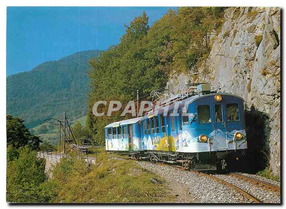 Trem do Chemin de fer Aigle-Sépey-Diablerets — automotriz ABDe 4/4 Número 1 e carruagem B 34 — construção 1913 — Photoglob Zürich/Vevey - Frente