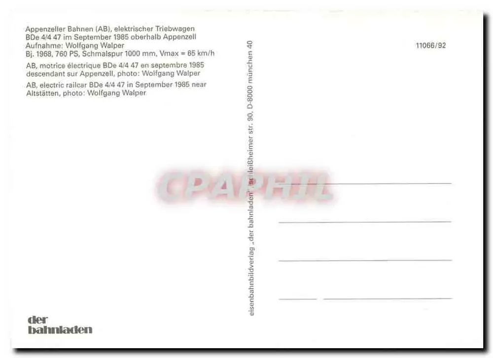 Appenzeller Bahnen — locomotiva elétrica BDe 4/4 47 — der bahnladen - Verso