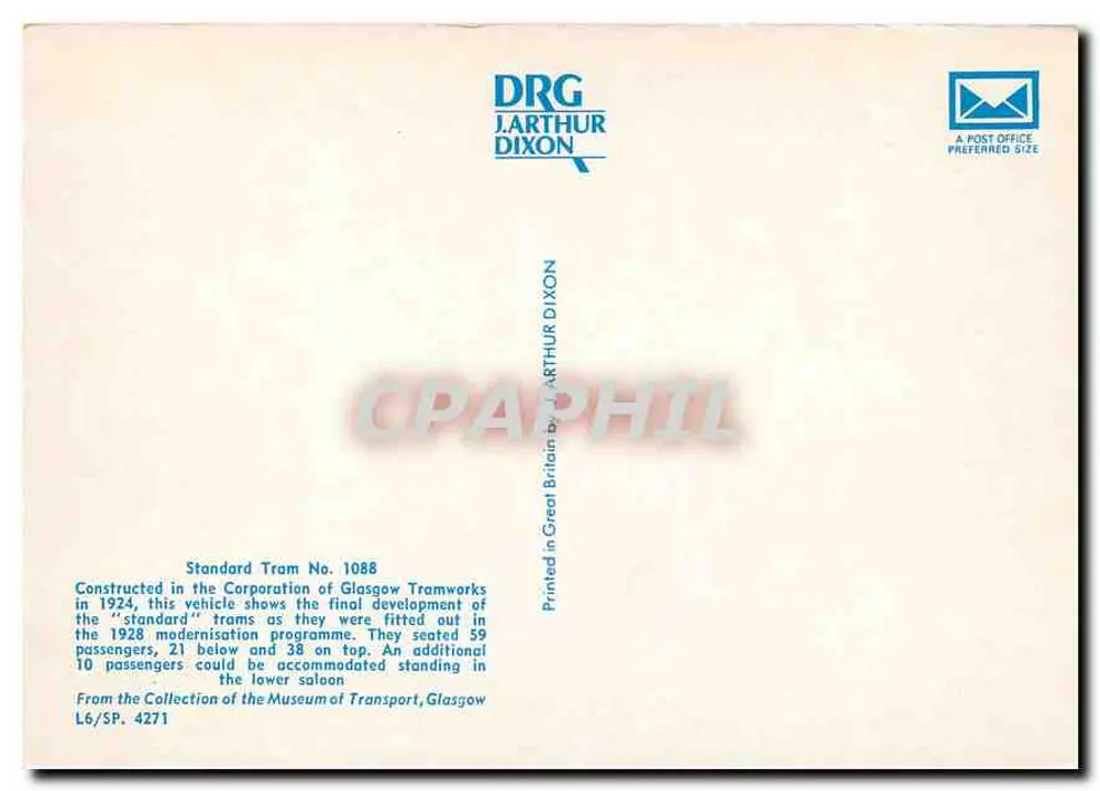 Tramway de Glasgow — Tramway standard n°1088 — J. Arthur Dixon - Verso