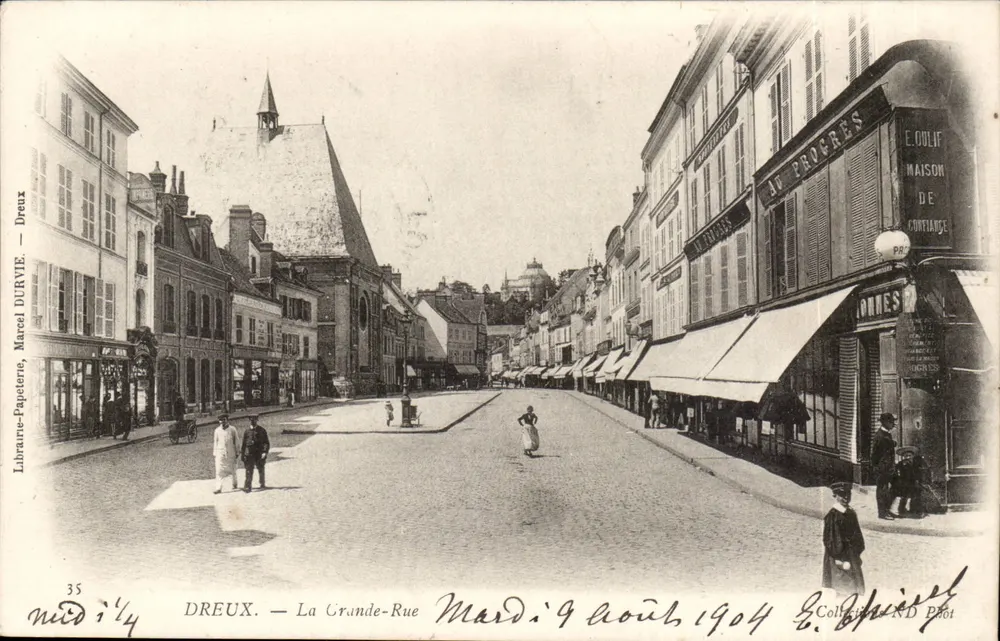 Dreux — La Grande-Rue — Librairie-Papeterie Marcel Durvie, n°35 - Recto