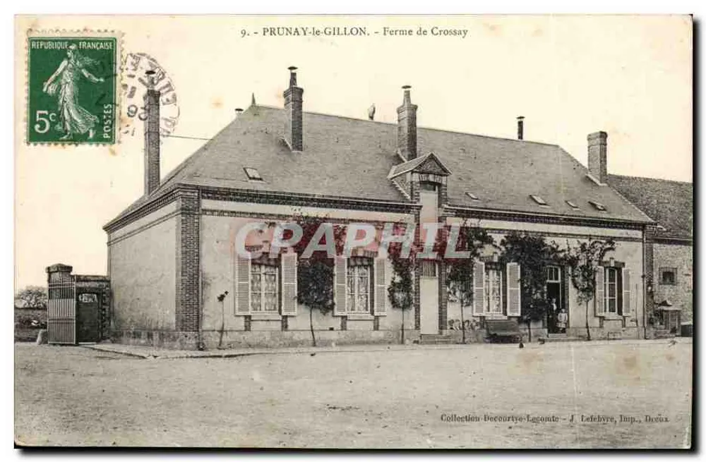 Prunay-le-Gillon — Fazenda de Crossay — J. Lefebvre, Imp. Doueux - Frente