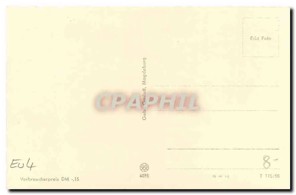 Femme en maillot de bain — sur les dunes — Geb. Galloff, Magdeburg, n° 4075 - Verso