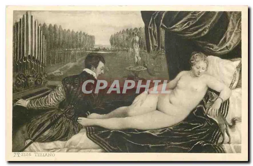 Venus und der junge Mann, der das Orgel spielt — Tiziano — F.A. Ackermann's Kunstverlag, München, Nr. 2126 - Vorderseite