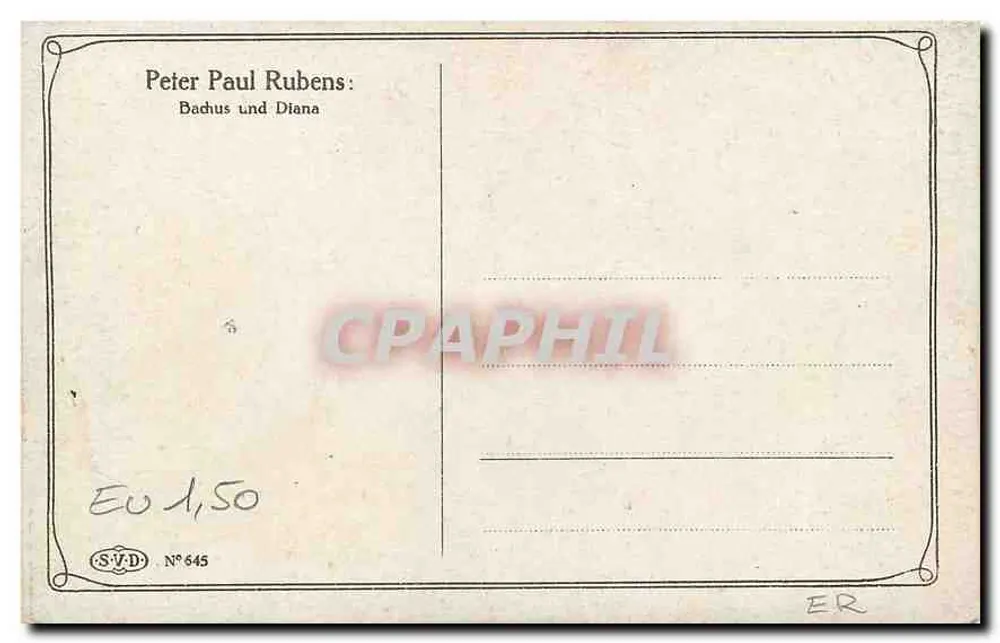 Bacchus et Diane — Peter Paul Rubens — SVD N° 645 - Verso