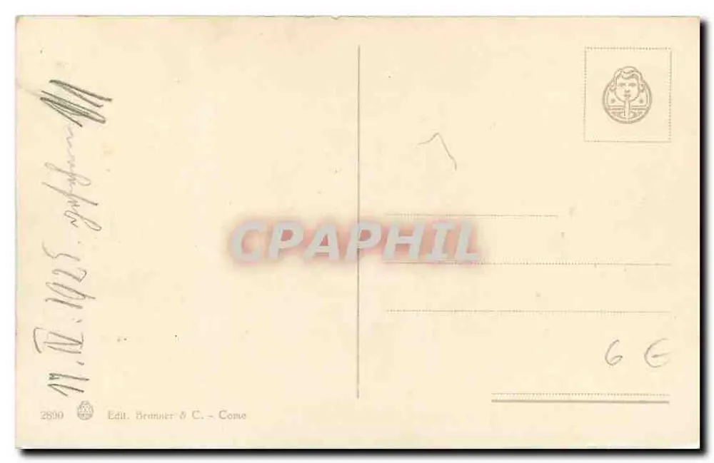 Isola Garda - Villa Borghese — vista do lago com vela — editor Branner & C. n°2830 - Verso
