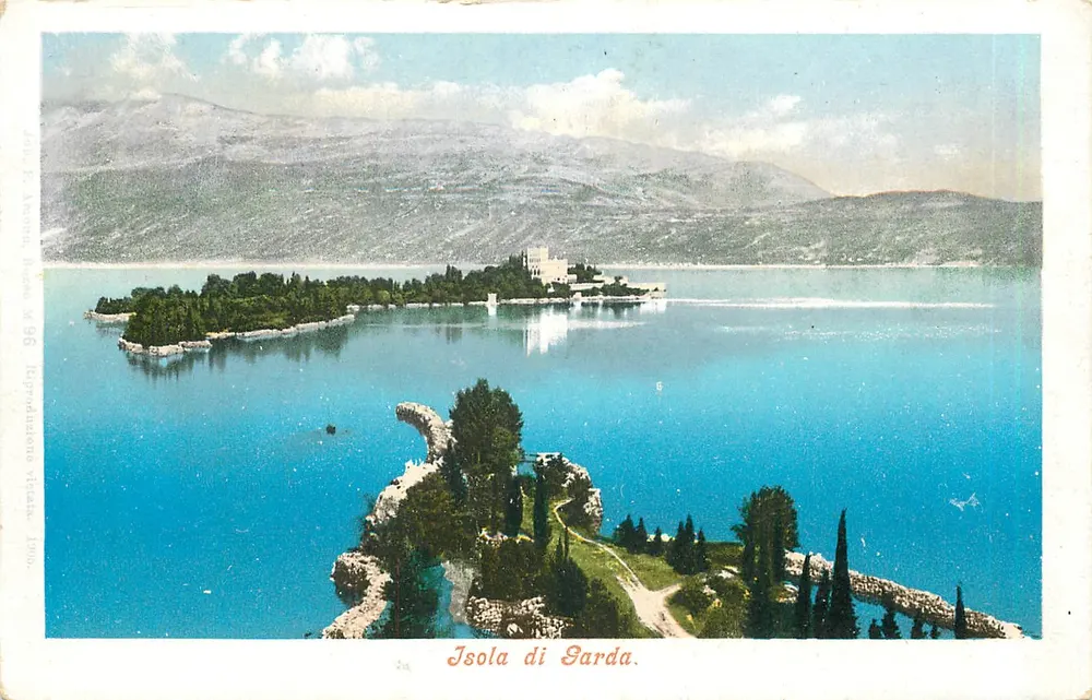 Ilha de Garda — vista panorâmica — reprodução italiana, 1900 - Frente