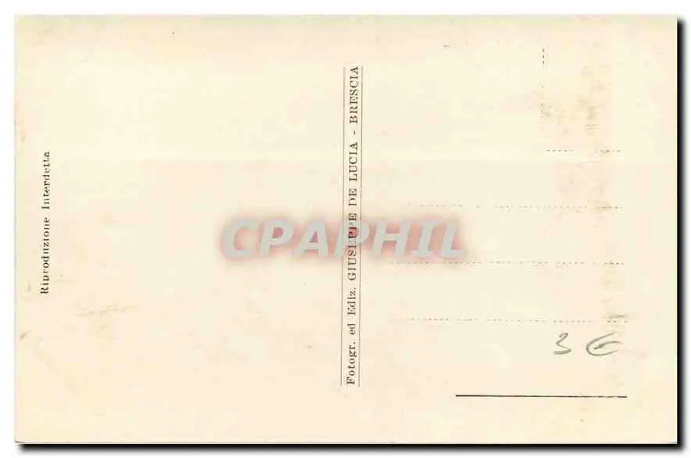 Lago di Garda - Malcesine - Il Castello — widok z drzewa na chateau, n° 355 - Rewers