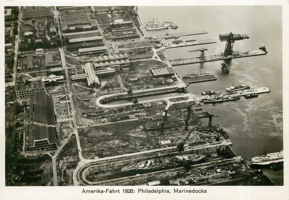 Philadelphia, Marinedocks — Amerika-Fahrt 1928 — Zeppelin-Wellfumich - Vorderseite